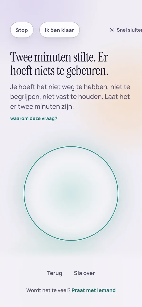 Scherm van vraag 5 in de app