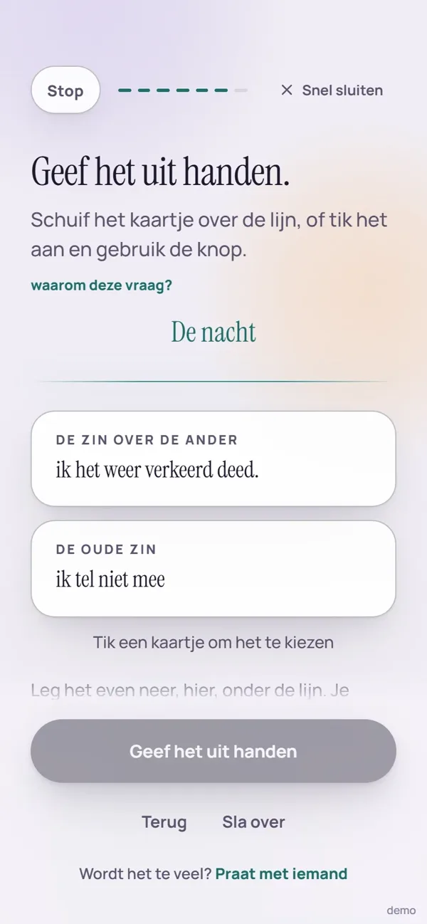 Scherm van vraag 6 in de app